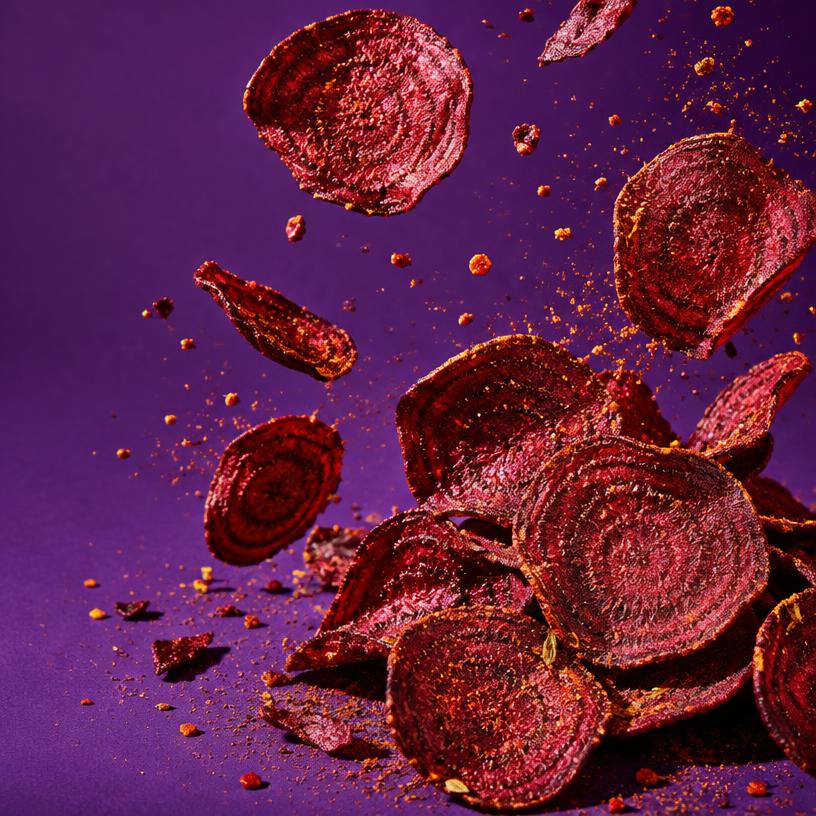Crisp beetroot chips with masala seasoning
