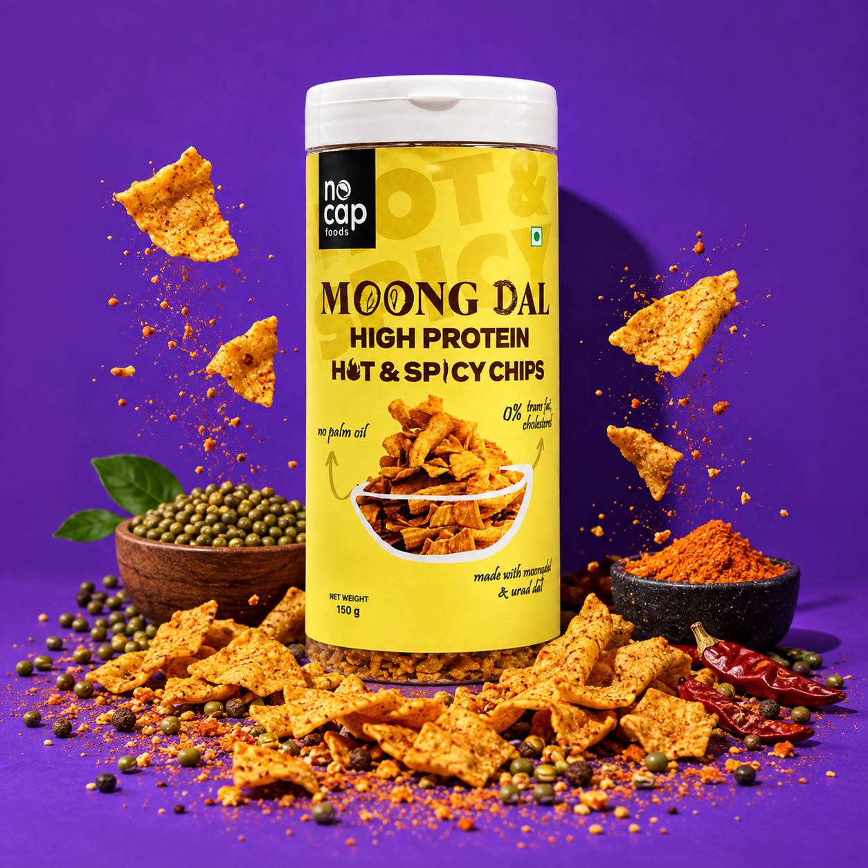 Tangy Moong Dal snack canister